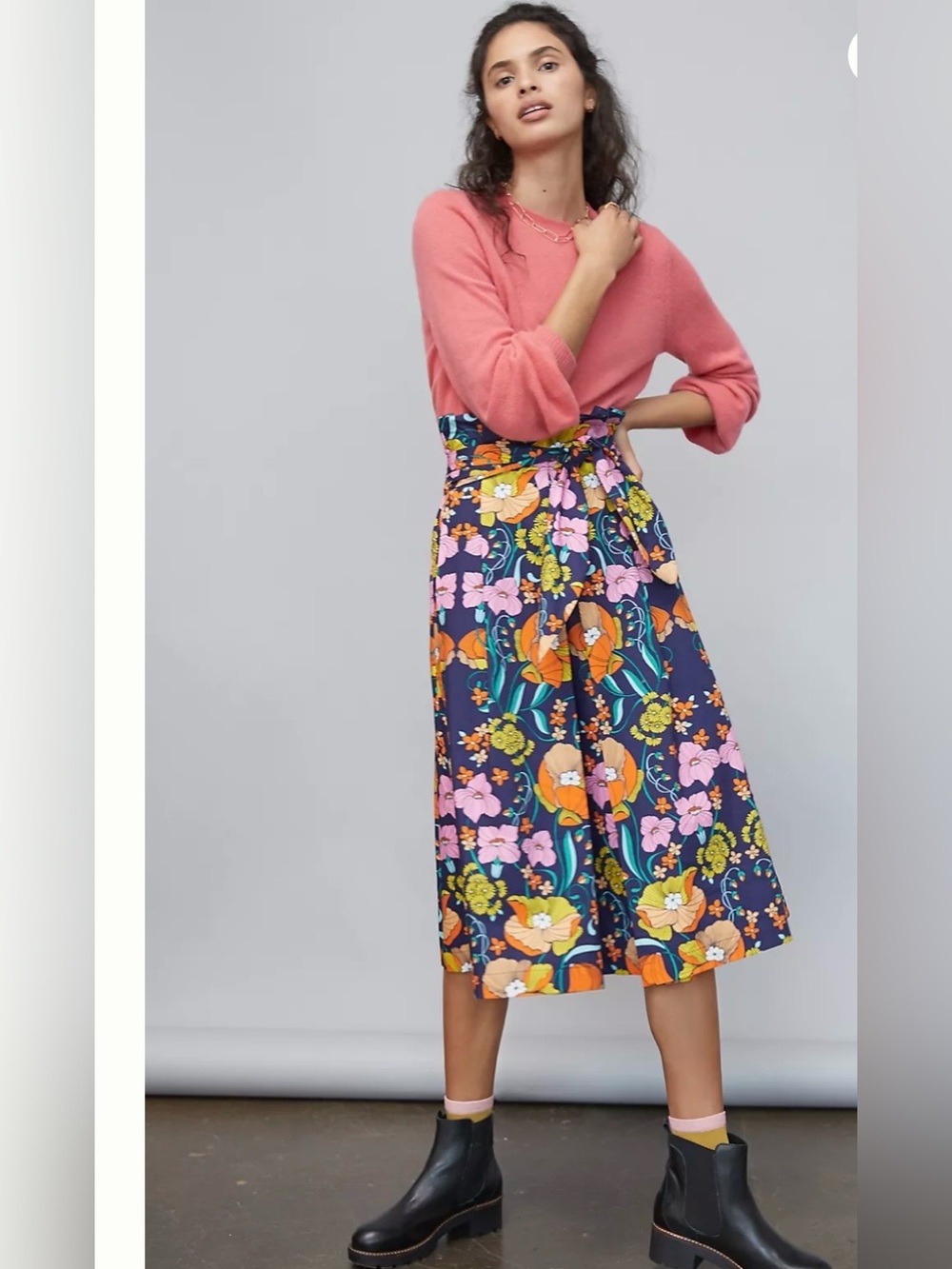 Corey Alan Calter Anthropologie Kyla paper bag waist midi skirt nwot